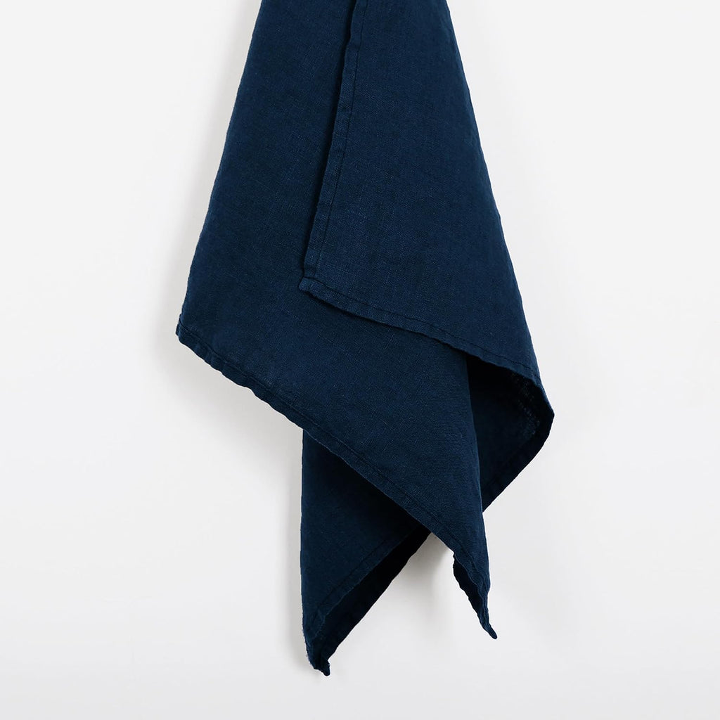 100% French Linen Tea Towels 14 x 28 Inch (Set of 4,Navy) | Soft Durable&Quick Dry Pure Linen Dish and Hand Towels