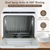 Portable Dishwasher, Mini Dishwashers with 2-in-1 Water Supply Modes, 5 Wash Programs