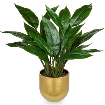 Fake Plants 17'' Faux Plants Artificial Potted Plants Indoor Realistic Fake Cast Iron Plant Artificial Plants with