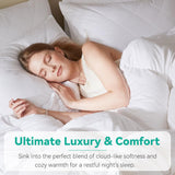 Queen Goose Feather Down Fiber Comforter - Ultral Soft All-Season Down Duvet Insert Fluffy Baffle Bo