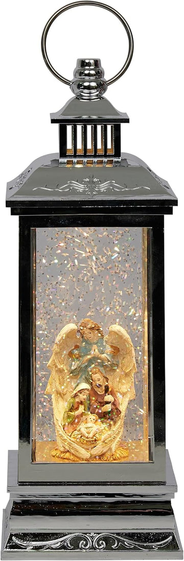 Angel Nativity Snowglobe with LED Light and Music