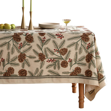 Designer Vintage Square Christmas Tablecloth, 67"x67"
