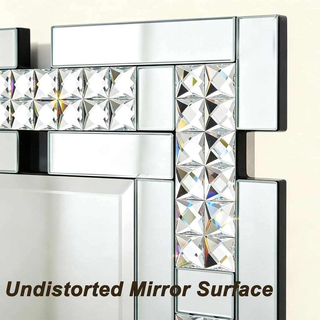 Crystal Decorative Wall Mirror , 36 X 24 Inches Large Mirror for Wall Decor with Beveled Edge, Rectangle Elegant Wall