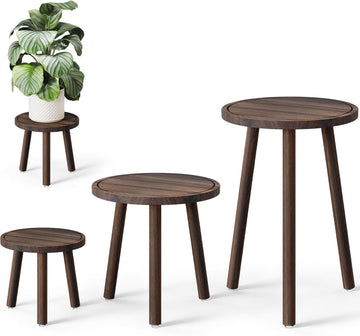 Plant Stand Indoor - 3-Pack Taller Single Wood Plant Stand for 6-12 Inch Pots, Mid-Century Modern Plants Stool for