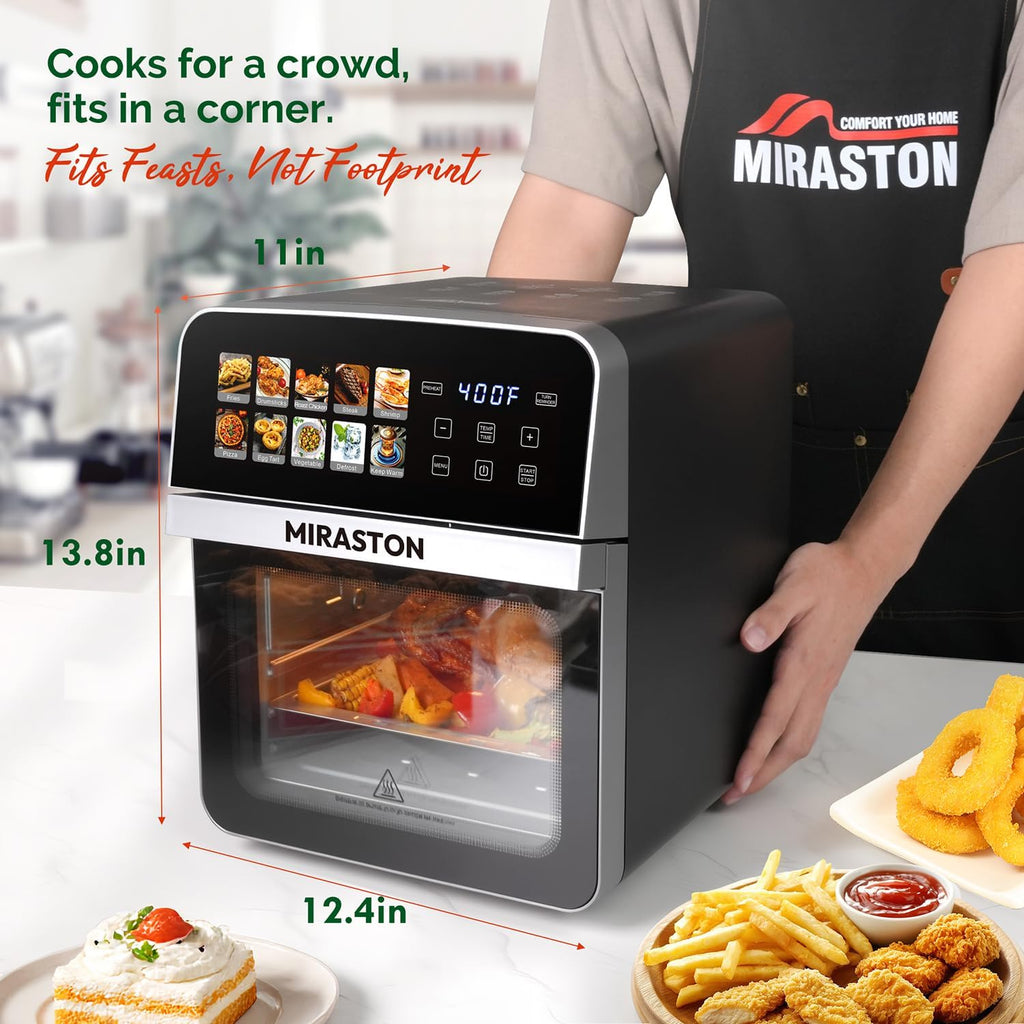 10QT Air Fryer Toaster Oven Combo with 10 Presets, Family Size Compact Oven for Roasting Whole Chicken/Double Cooking