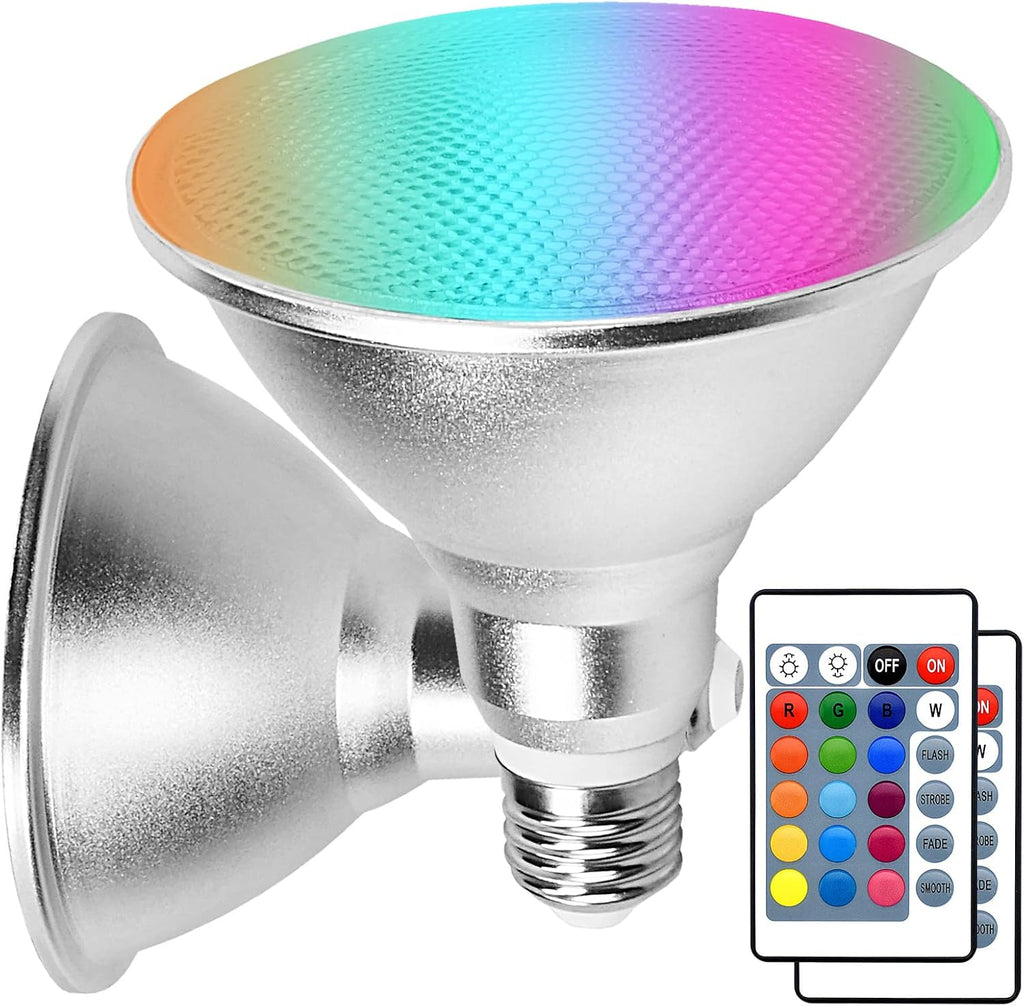 Multicolor LED Par38 Flood Light Bulb Outdoor Waterproof, RGB + Warm White | 3000K 1800LM, 30W=90W, Color Changing
