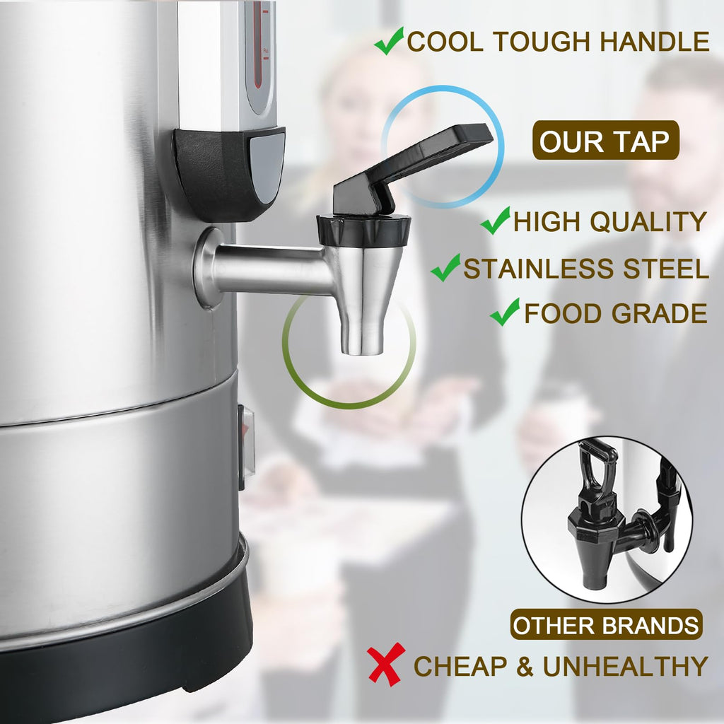 Commercial Coffee Maker 100 Cup Large Coffee Urn 4 Gallon 16L Industrial Coffee Dispenser 1300W Quick Brew Dual Wall
