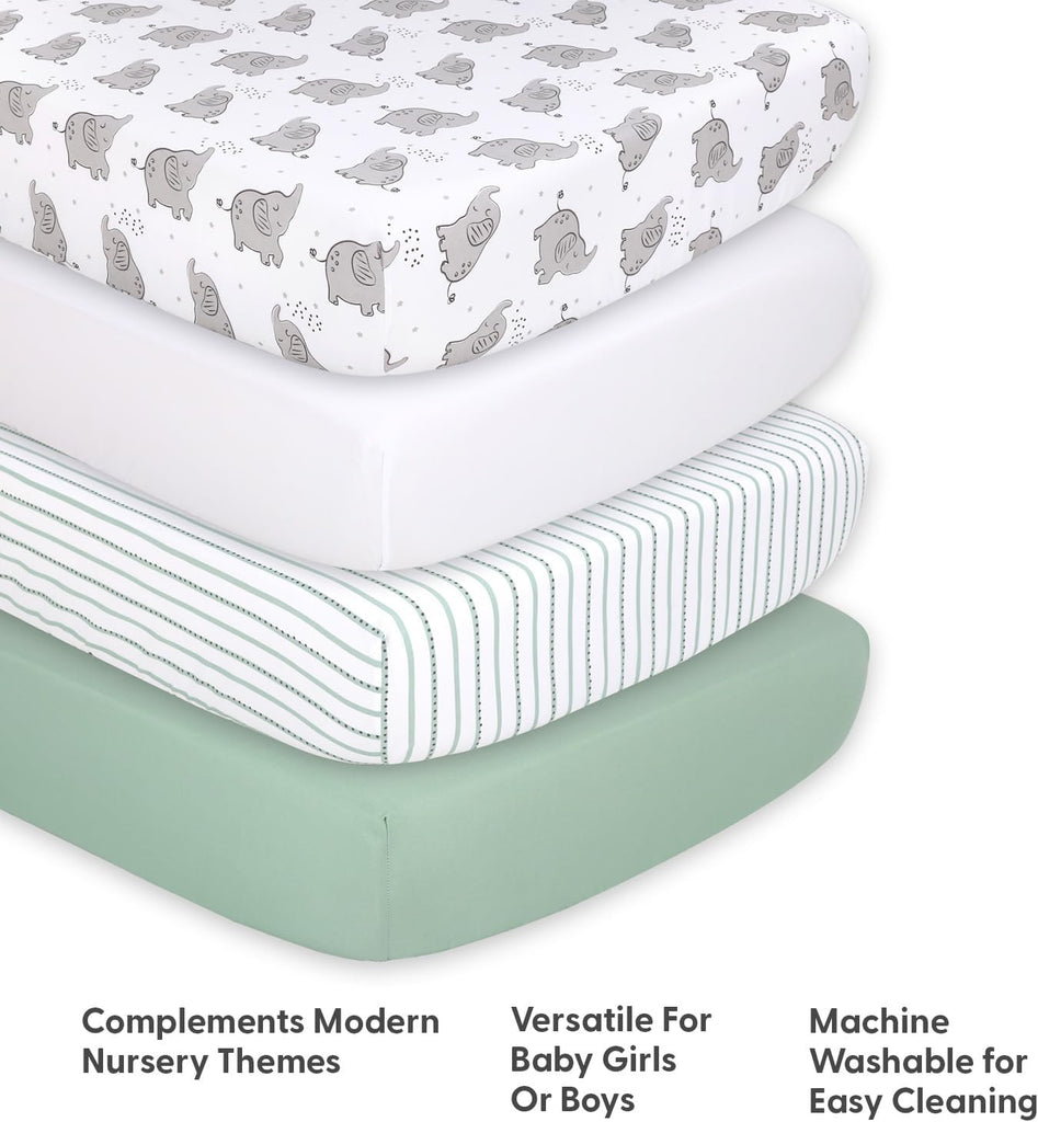 4-Pack Fitted Crib Sheet Set - Super Soft & Breathable Baby Girl or Boy Crib Sheets, Nursery Decor, Fit for Standard