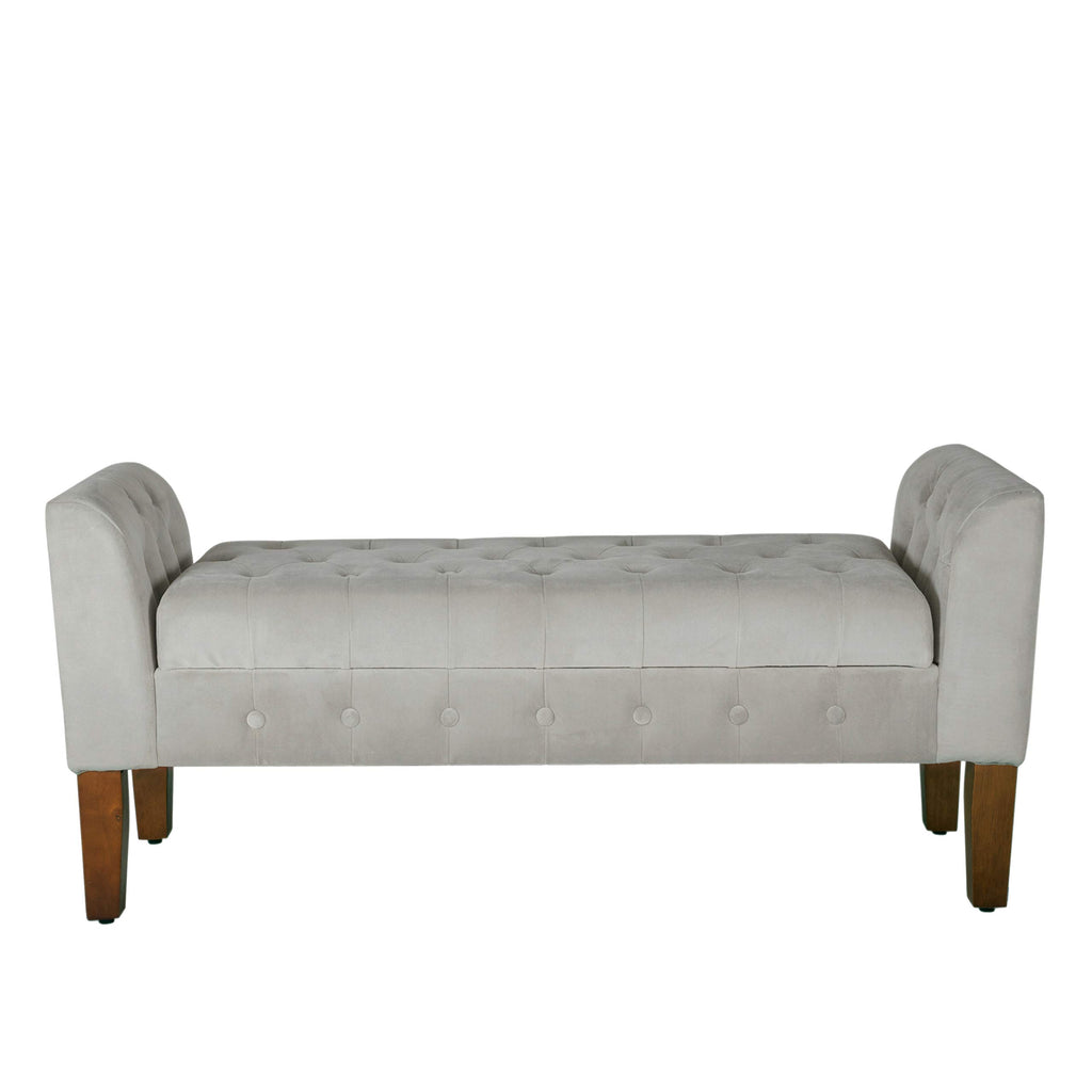 50" Velvet Tufted Storage Bench Settee - Grey