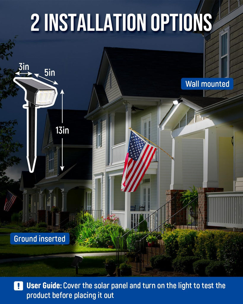 Solar Spot Lights Outdoor Waterproof, Solar Spotlights, 4 Packs, Cool White | 63 LED, 3 Lighting Modes, 120°