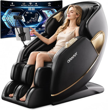 DAHAlY 2026 New Upgrade Zero Gravity 4D Massage Chair with Full Body Scan | AI Voice Control,PU Leather,Heated Back