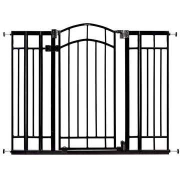 Multi-Use Decorative Extra Tall Walk-Thru Baby Gate, Fits Openings 28.5-48 Inch (Pack of 1), Black Metal, for