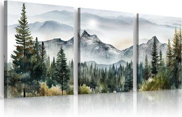 3 Piece Framed Canvas Art Prints Wall Art Modern Wall Decor Office Decor Abstract Mountain Forest Landscapes Ink