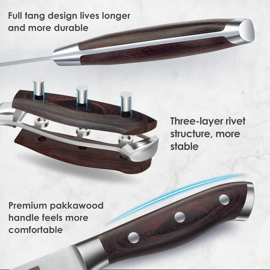 Knife Set 16 pcs, Japanese Kitchen Knife with Block High Carbon Stainless Steel Ultra Sharp Knife , Professional Chef