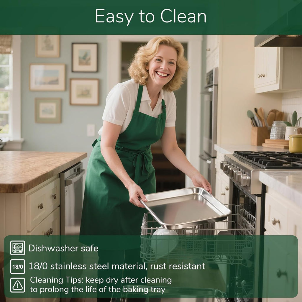 18/0 Stainless Steel Sheet with Cooling Rack, Oven-Safe Non-Toxic Cookie Sheets for , Set of 6, Coating Free & Rust