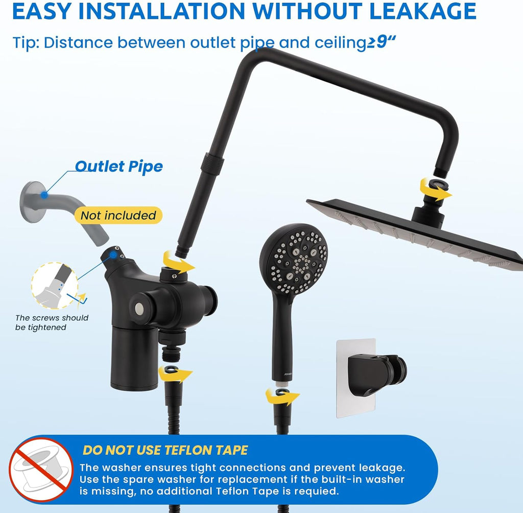 Upgraded Dual Shower Heads Combo, 10 inch Filtered Shower Head with Handheld, 3-Way Rain Shower Head with Filters