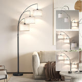 3 Lights Floor Lamp, 78" Tall Standing Lamp with Hanging Drum Shade, Modern Arc Floor Lamps with Hea