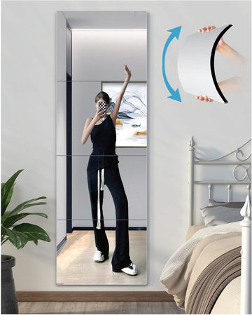 Shatterproof Wall Mirror Full Length , Acrylic Gym Mirrors , Extra Thick: 0.12 inch, 12 x 12 inch x 4 Pcs, Workout