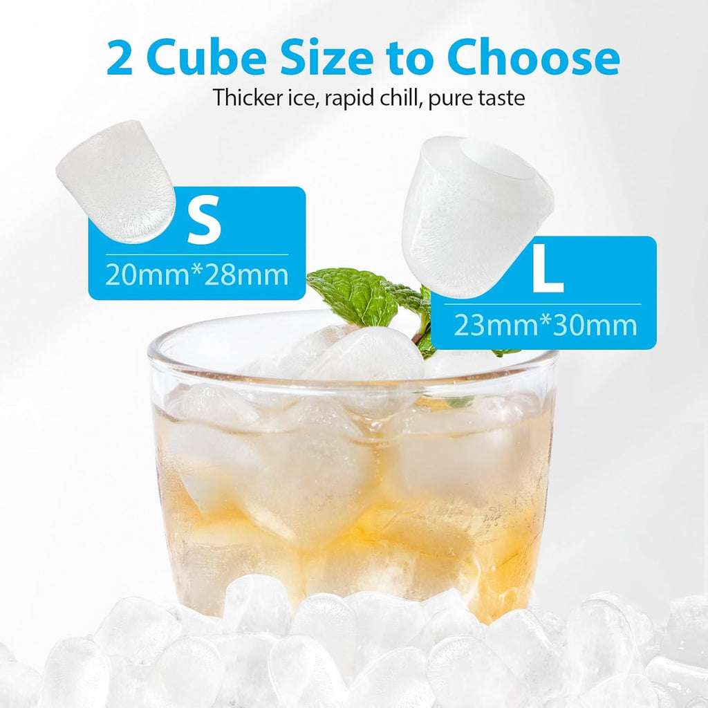 Ice Maker Countertop 26lbs/24H, Ice Machine 8 Ice Cubes Ready in 6 Mins, 2 Sizes of Bullet Ice Portable Ice Makers