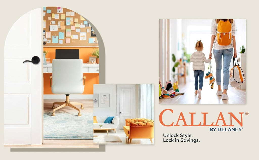 Callan by Delaney Hardware Colton Exterior Single Cylinder Front Door Handleset with Saxon Knob Interior