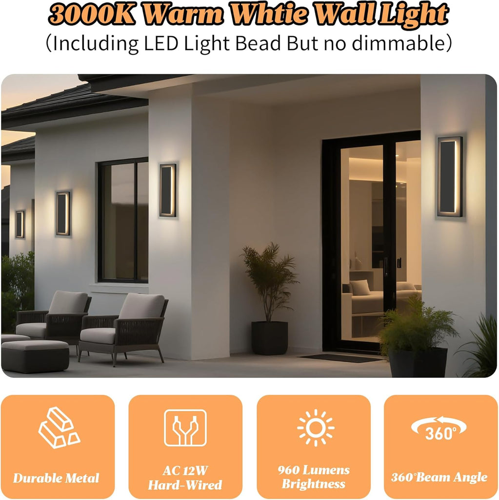 15.7 in Outdoor Wall Sconce Light,Modern Exterior Lights Fixture,Outdoor Porch Lights for House,Patio