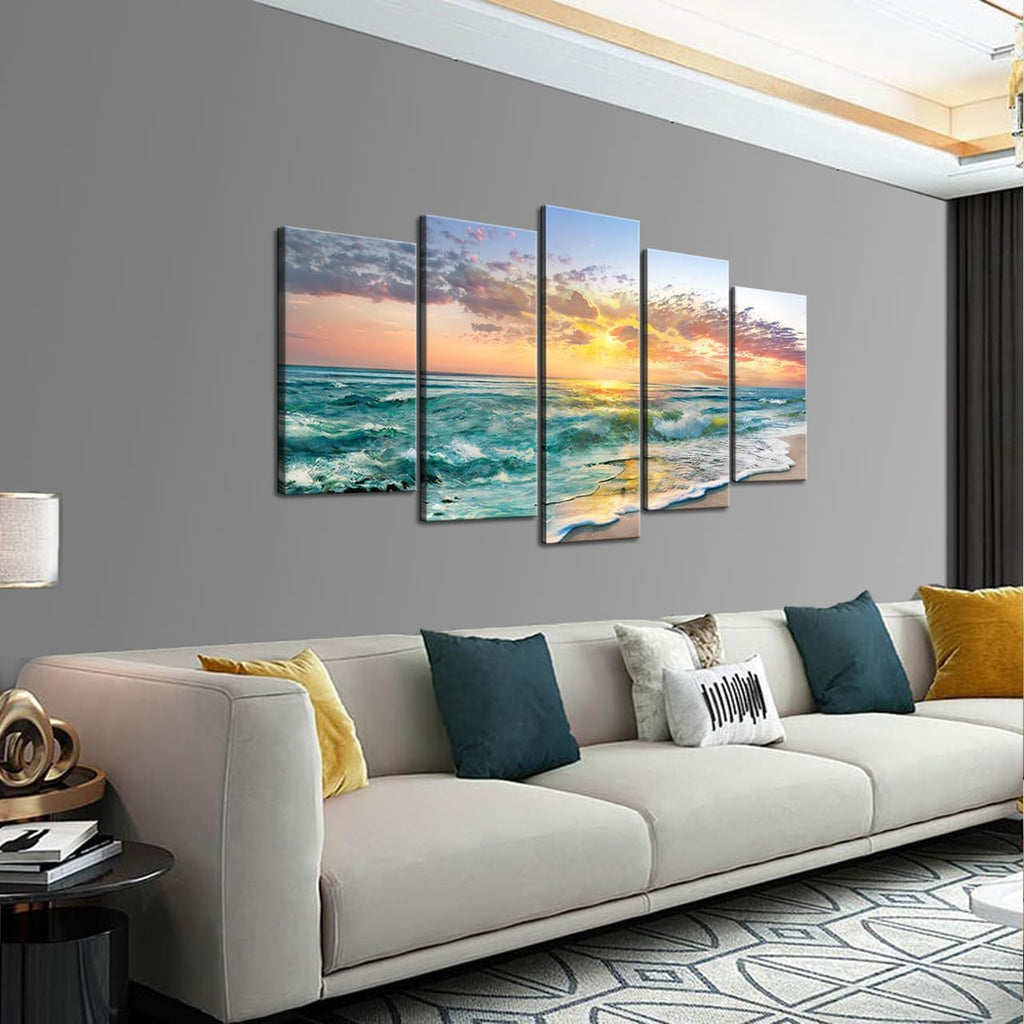 5 Piece Beach Canvas Wall art Landscape Art Canvas Wall Art Beach Decor Wall Art Sunset Nature Landscape Picture