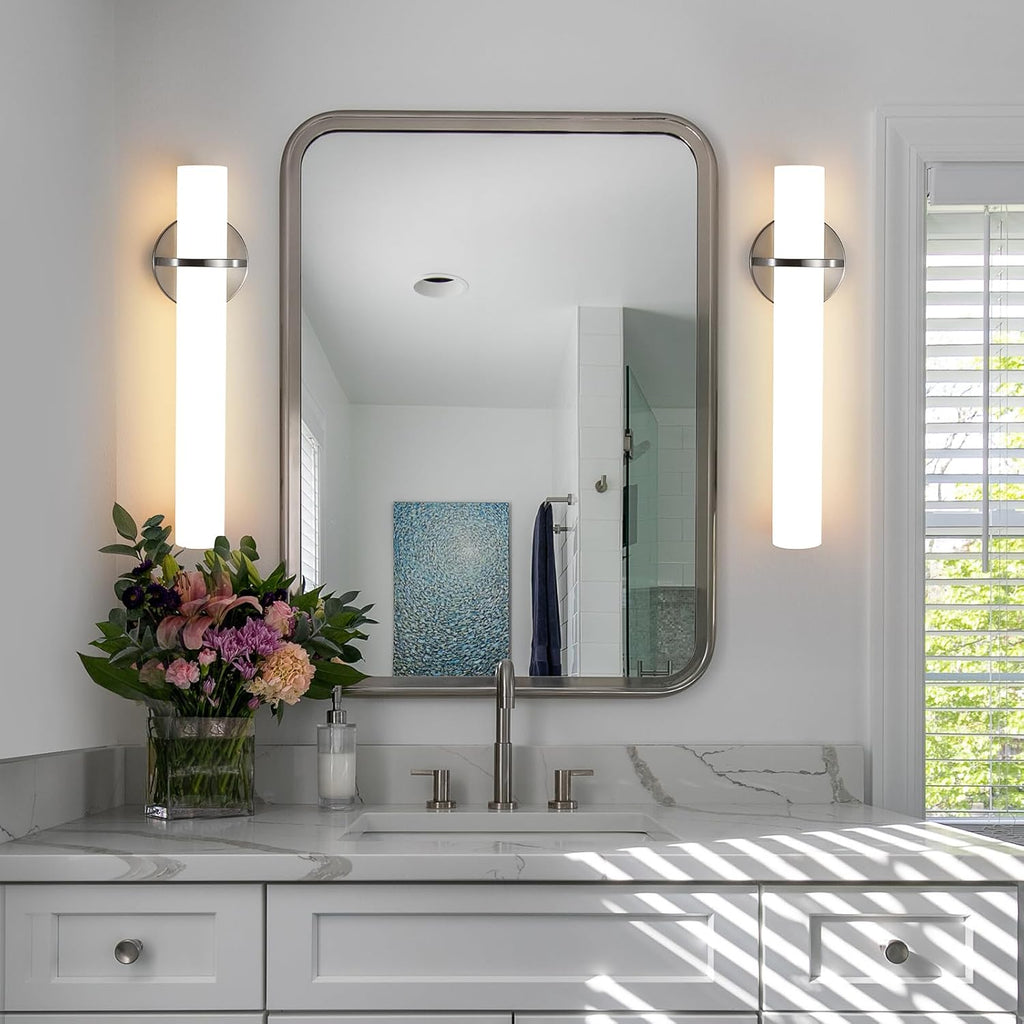 Brushed Nickel Bathroom Sconces Wall Lighting 18W LED Dimmable Vanity Light Fixture, 2700K-5000K Indoor Modern Wall
