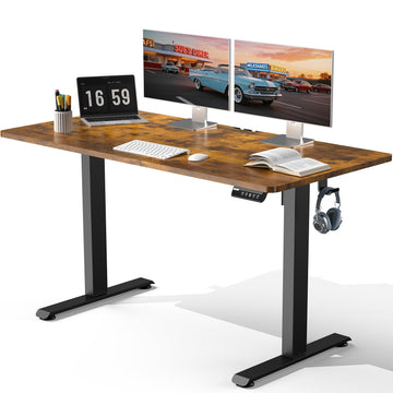 55"x23.6" Standing Desk, Electric Height Adjustable, Brown