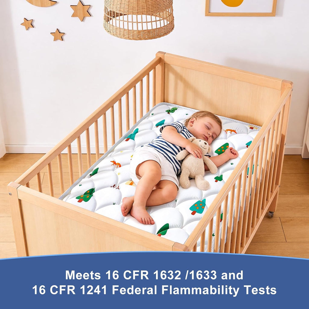 Mini Crib Mattress 38" x 24" x 4"- Firm Support and Comfort Premium Foam,Noiseless and Odorless,Hypoallergenic Mini