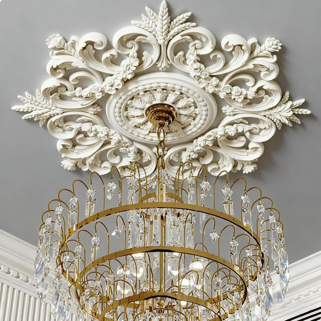 28" Large PU Ceiling Medallion Combination Decorative - 28 inch Classic French Chandelier Base Cover, Victorian