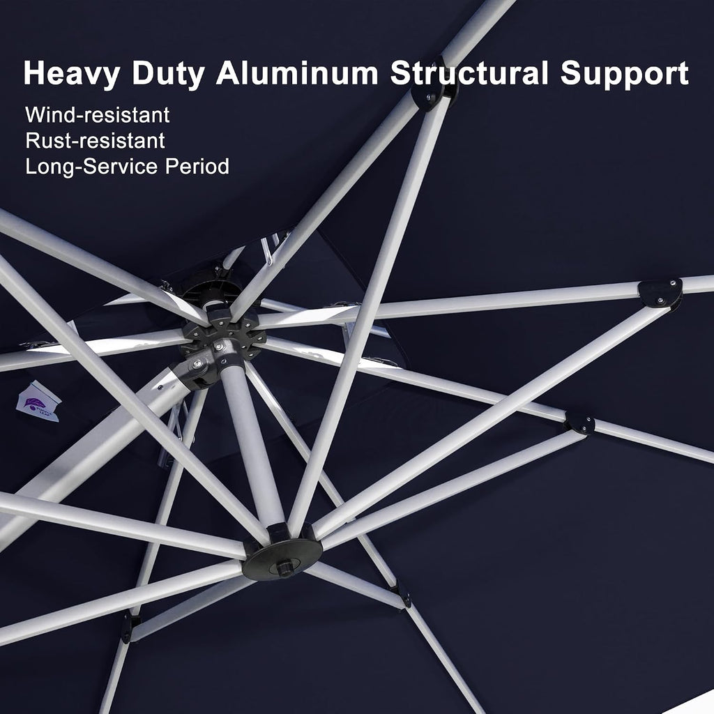 12 Feet Double Top Deluxe Square Patio Umbrella Offset Hanging Umbrella Cantilever Outdoor Market Garden Umbrella