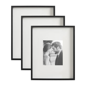 Gibson Modern Wall Picture Frame Set of 3; 16x20 matted to 8x10; Black; Three-Piece Frame Set for Gallery Wall Frame