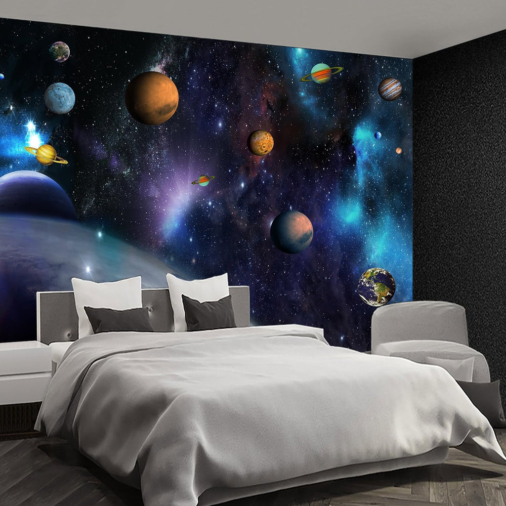 Kids Planet murals Galaxy Backdrop Solar System Starry Night Sky Ceiling Home Theater Universe Bedroom Wallpaper