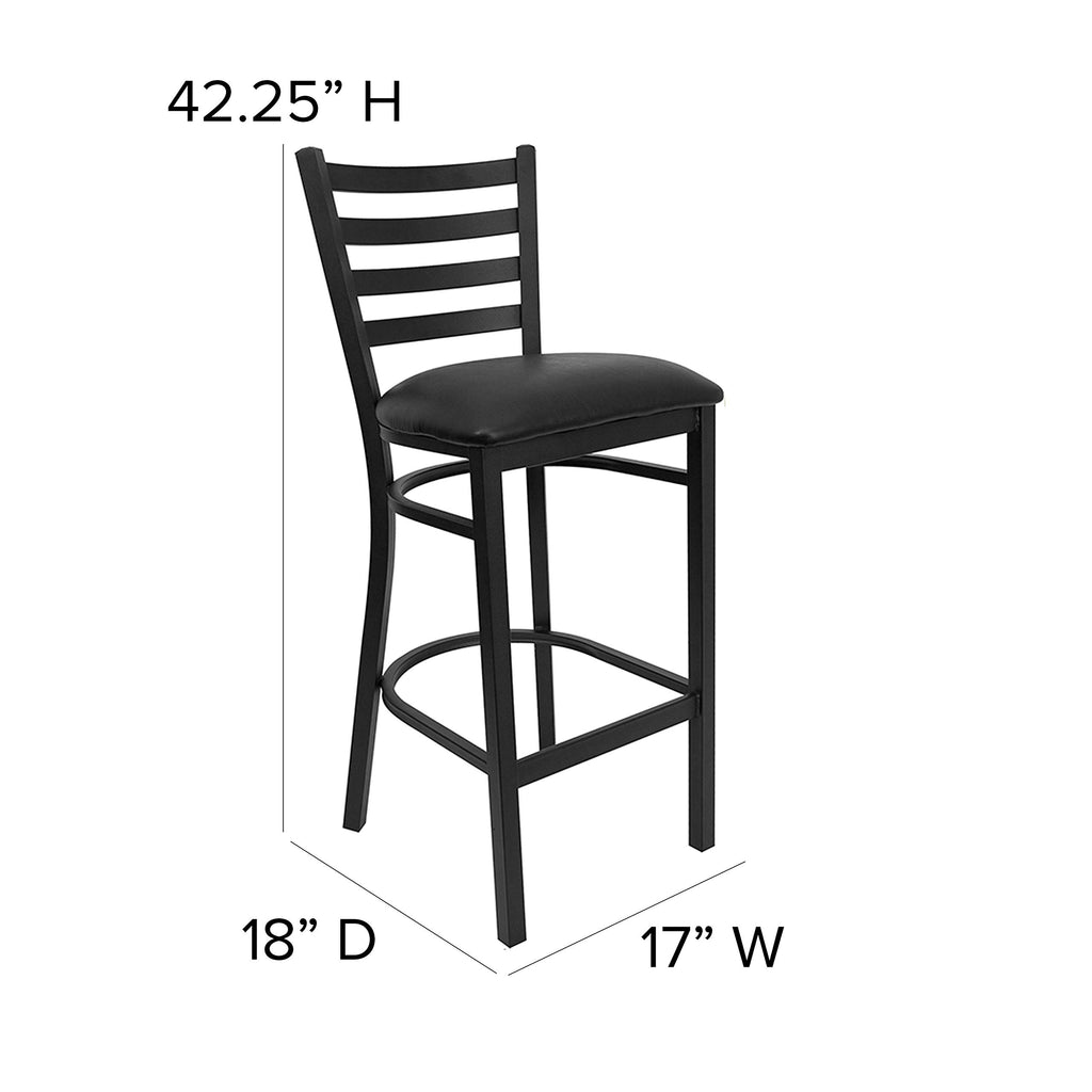 Black Ladder Back Metal Restaurant Barstool
