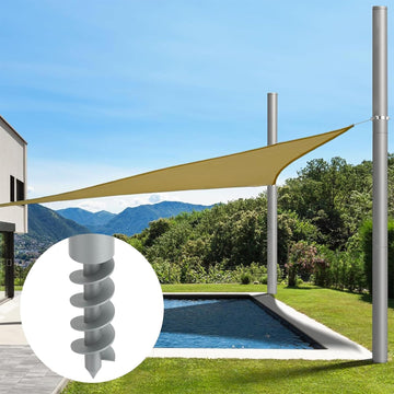 Shade Sail Poles, 12Ft Sun Shade Sail Poles with Spiral Drill Bit, 2.28" Diameter Heavy Duty Shade Sail Post with