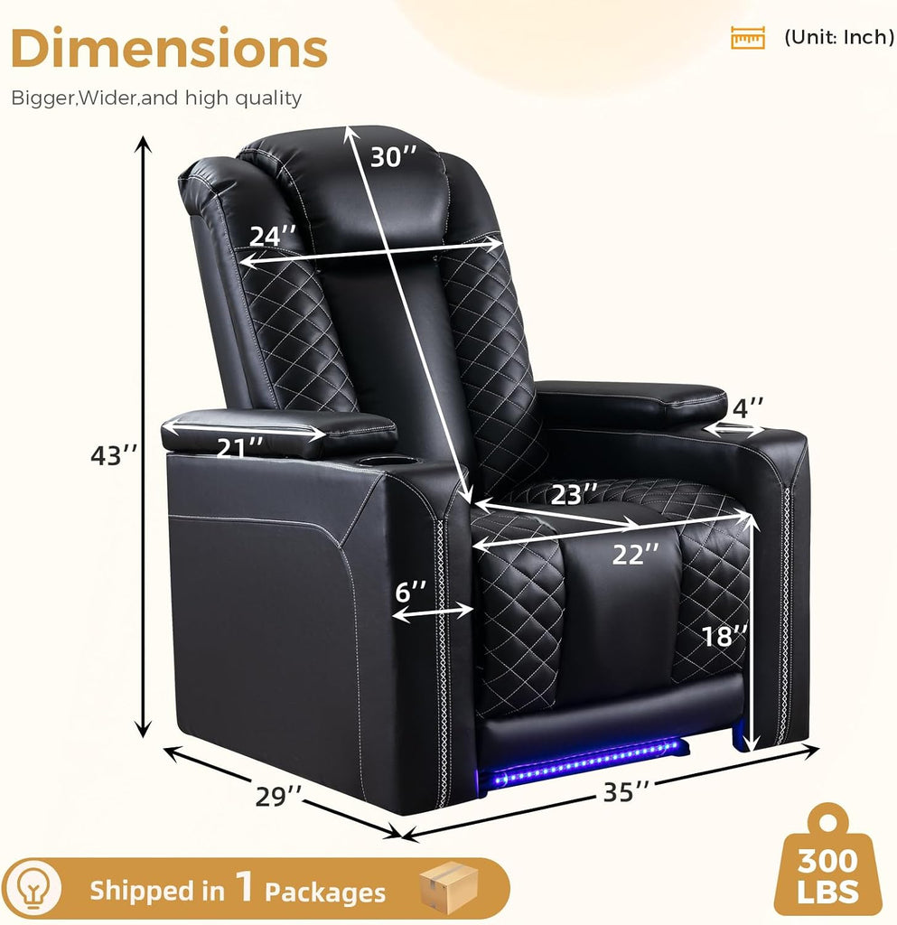 Electric Power Recliner Chairs with USB Ports and Cup Holders
