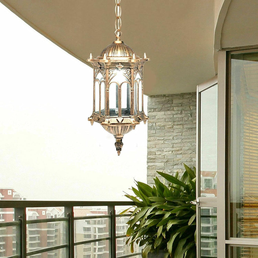 Gazebo Lights Outdoor Hanging Lantern, Rustic Pendant Light Fixture, Outside Waterproof Chandelier