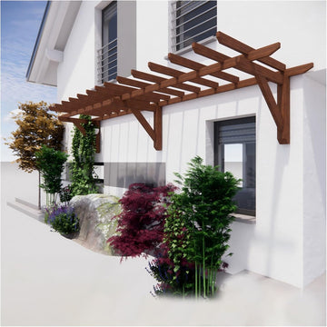 Simple Wall Climbing Trellis Single-Sided Outdoor Pergola, Wood Grape Arbor Gazebos for Garden Patio Backyard Deck
