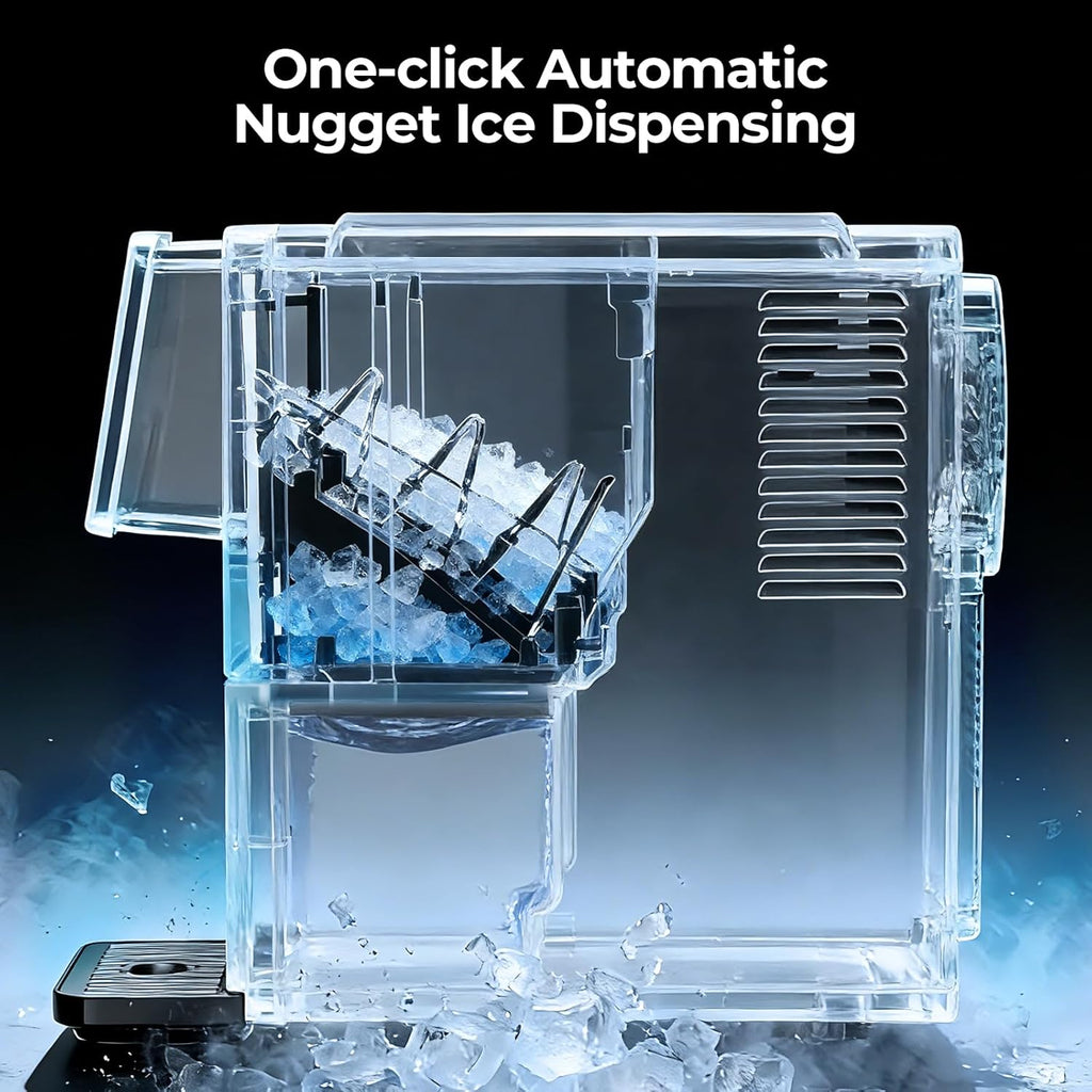 Countertop Nugget Ice Maker, 33 Lbs/24H Automatic Ice Dispenser, Self-Cleaning Portable Ice Machine, 1.8L Water Tank