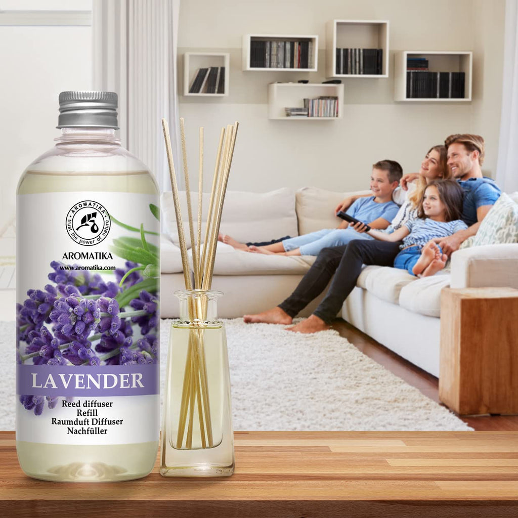 Reed Diffuser Refill Lavender with Lavender Essential Oil 34 Fl Oz - 2 x 500ml - Fragrance Oil Reed Diffuser Refill