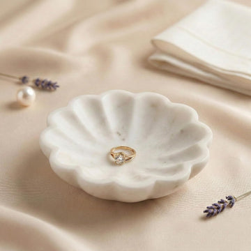 Handcrafted Marble Jewelry Tray, Decorative Trinket Dish for Rings Earrings Necklace Bracelet, Key Bowl, Ideal Gift
