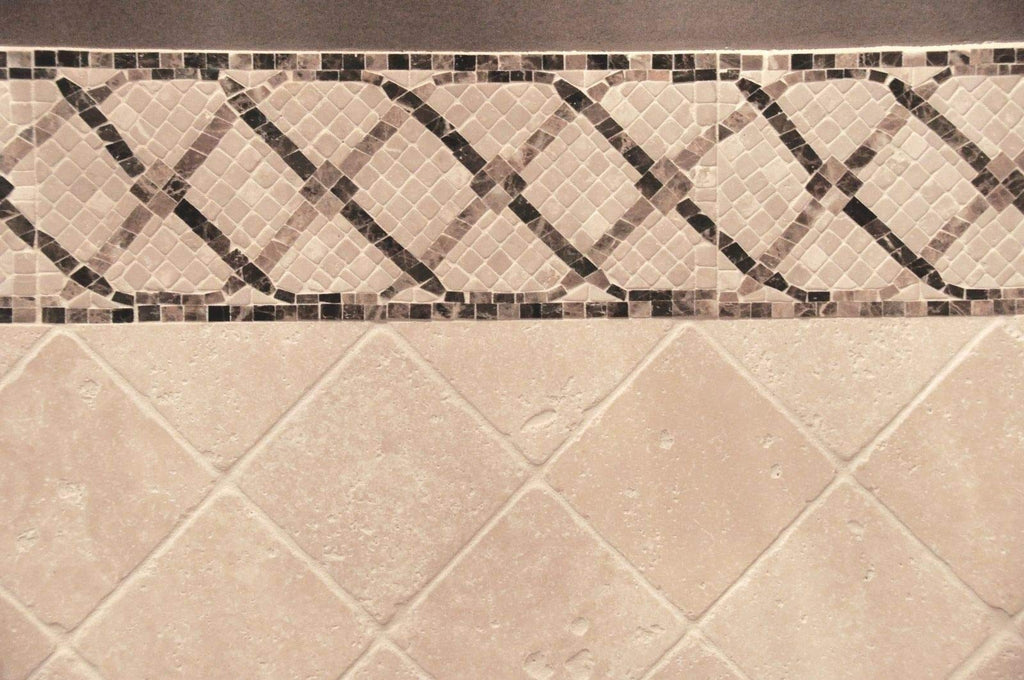 4x4 Tumbled Travertine Tile, Antiqued