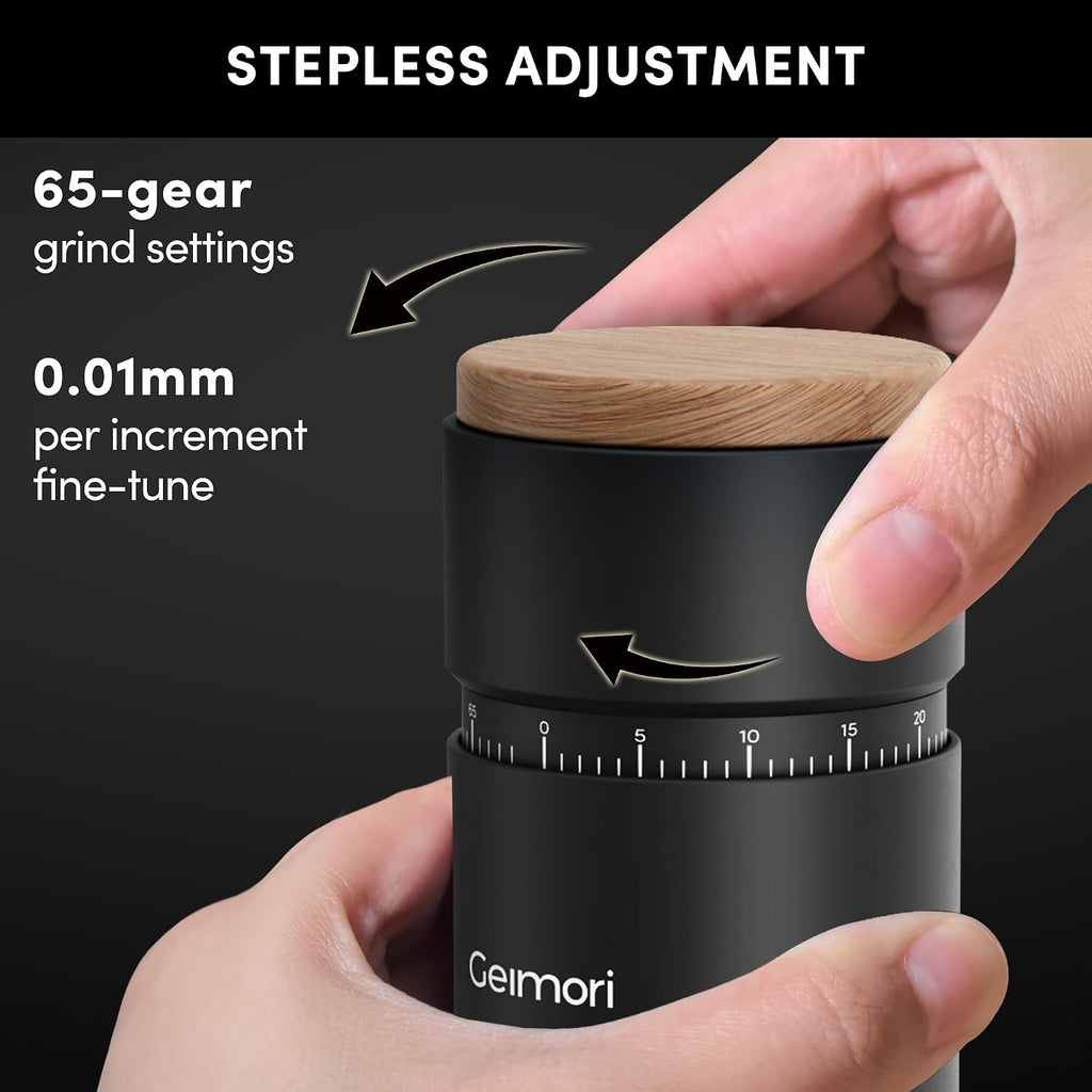 Burr Coffee Grinder, Portable Electric Grinder Geimori T38 Plus,Espresso Grinder with Conical Burr,Stepless Grind