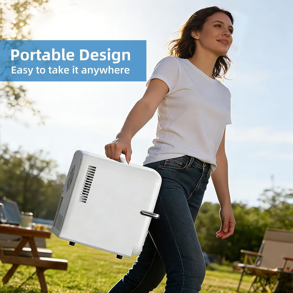 Compact Mini Fridge, 4L Capacity/6 Cans Portable Cooler and Warmer Compact Refrigerator, for Bedroom,Car,Office and