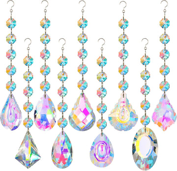 Crystal Sun Catcher, 9 Pack Hanging Ornament Crystals Balls Prism Rainbow Maker for Home, Office, Garden Decoration