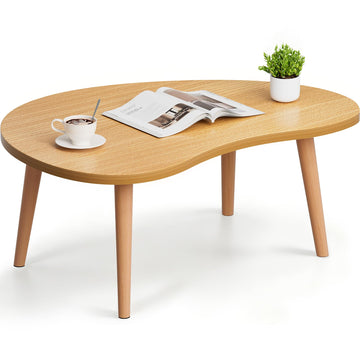 Low Coffee Table, Oval Japanese Floor Table with Solid Wood Legs, 23.6" L Tatami Tea Table, Tool-Free Assembly Floor