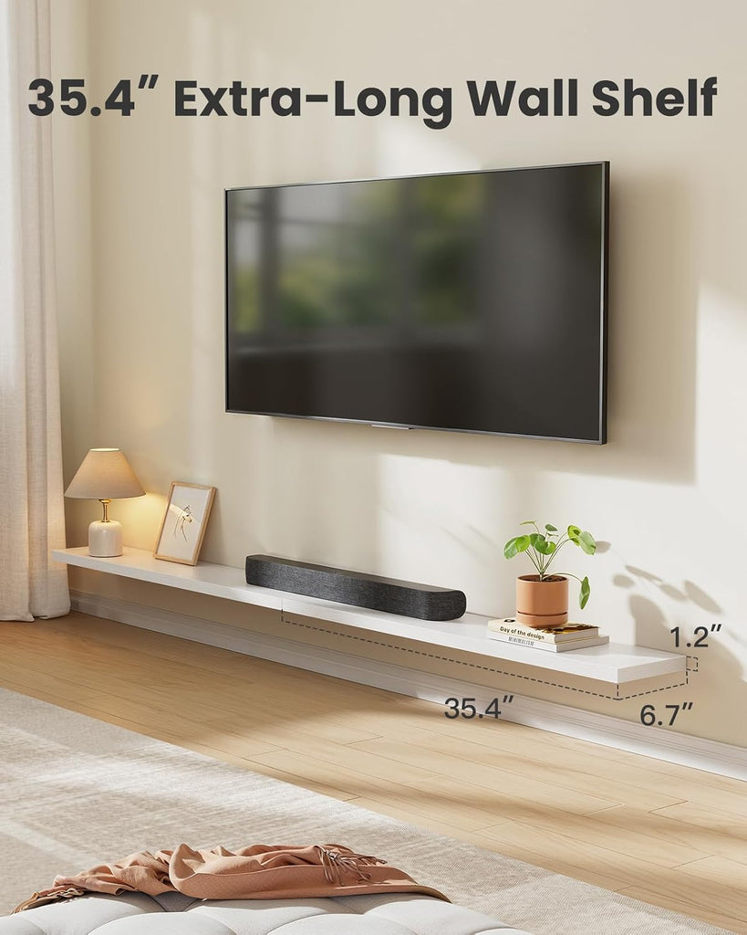 35.4" L Floating Shelves, Wall Shelves Set of 3 /Living Room/Bedroom/Kitchen, White Floating Shelves for Wall Decor