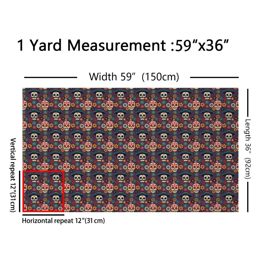 Mexican Sugar Skull Fabric Soft 2 Yard