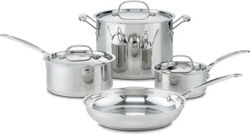 7-Piece Stainless Steel Pots and Pans Set, Cookware Set Compatible with Induction, Electric, Gas Cooktops, Aluminum
