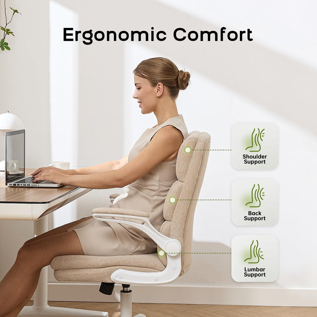 Adjustable Desk Chair Mid Back Executive Comfortable Fabric Ergonomic Back Support Home Computer Chair with Padded